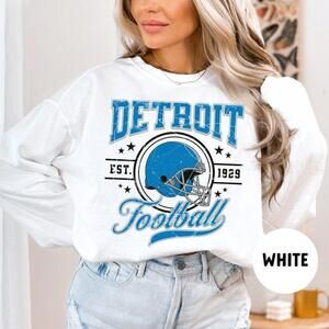 Detroit Football Sweatshirt, Lion Football Crewneck, Retro Detroit Football